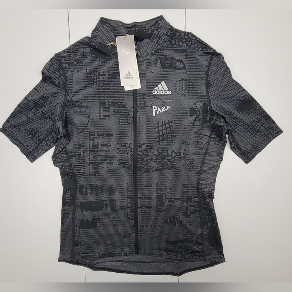 Adidas X Parley Short Sleeve Cycling Jersey Women Sz S Gray Black Reflective New - Picture 1 of 12